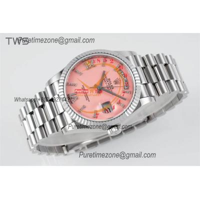 DayDate 36 128239 A2836 Automatic Womens Watch Best Edition TWSF Pink Roman Dial President Bracelet CHS