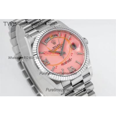 DayDate 36 128239 A2836 Automatic Womens Watch Best Edition TWSF Pink Roman Dial President Bracelet CHS