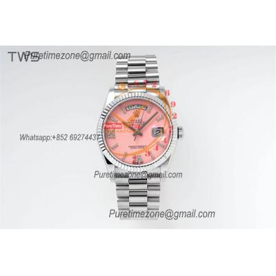 DayDate 36 128239 A2836 Automatic Womens Watch Best Edition TWSF Pink Roman Dial President Bracelet CHS