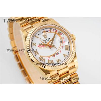 DayDate 36 128238 A2836 Automatic Womens Watch Best Edition TWSF YG White Roman Dial President Bracelet CHS