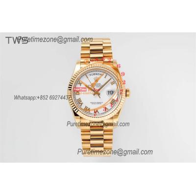 DayDate 36 128238 A2836 Automatic Womens Watch Best Edition TWSF YG White Roman Dial President Bracelet CHS