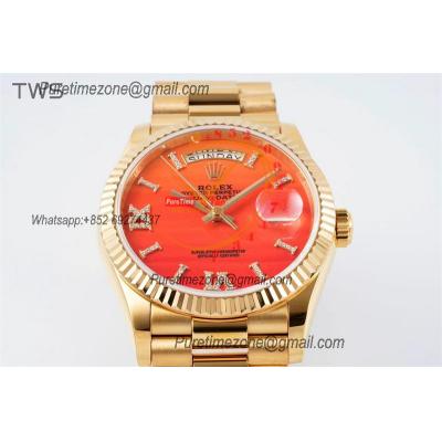 DayDate 36 128238 A2836 Automatic Womens Watch Best Edition TWSF YG Orange Carnelian Dial President Bracelet CHS