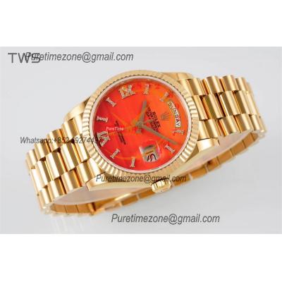 DayDate 36 128238 A2836 Automatic Womens Watch Best Edition TWSF YG Orange Carnelian Dial President Bracelet CHS