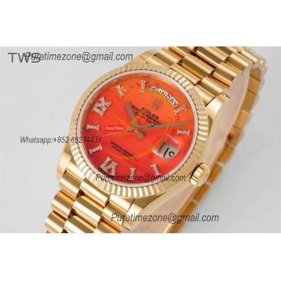 DayDate 36 128238 A2836 Automatic Womens Watch Best Edition TWSF YG Orange Carnelian Dial President Bracelet CHS