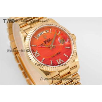 DayDate 36 128238 A2836 Automatic Womens Watch Best Edition TWSF YG Orange Carnelian Dial President Bracelet CHS