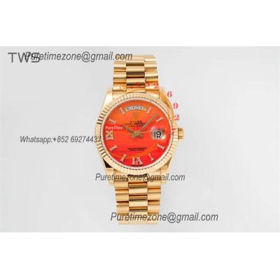 DayDate 36 128238 A2836 Automatic Womens Watch Best Edition TWSF YG Orange Carnelian Dial President Bracelet CHS