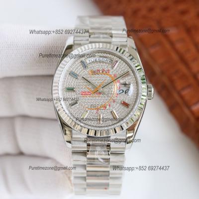 DayDate 36 128239 A2836 Automatic Womens Watch Best Edition TWSF Pave Rainbow Diamond Dial President Bracelet CHS