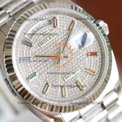 DayDate 36 128239 A2836 Automatic Womens Watch Best Edition TWSF Pave Rainbow Diamond Dial President Bracelet CHS