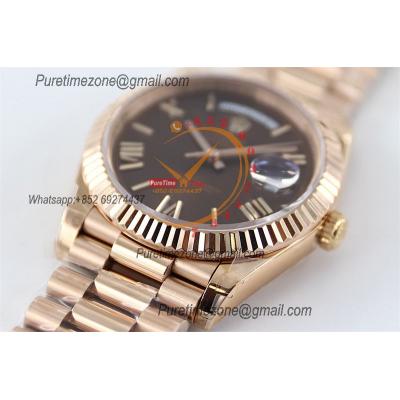 DayDate 40 228235 A2836 Automatic Mens Watch Best Edition TWSF RG Brown Roman Dial President Bracelet CHS