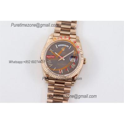 DayDate 40 228235 A2836 Automatic Mens Watch Best Edition TWSF RG Brown Roman Dial President Bracelet CHS