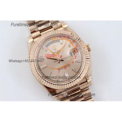 DayDate 40 228235 A2836 Automatic Mens Watch Best Edition TWSF RG Sundust Baguette Diamond Dial President Bracelet CHS