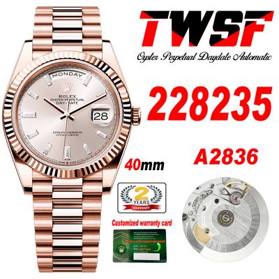 DayDate 40 228235 A2836 Automatic Mens Watch Best Edition TWSF RG Sundust Baguette Diamond Dial President Bracelet CHS