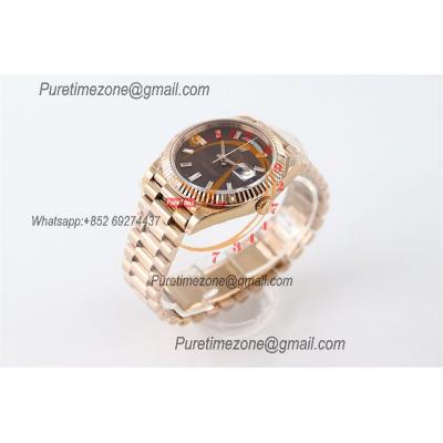 DayDate 40 228235 A2836 Automatic Mens Watch Best Edition TWSF RG Brown Baguette Diamond Dial President Bracelet CHS