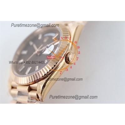 DayDate 40 228235 A2836 Automatic Mens Watch Best Edition TWSF RG Brown Baguette Diamond Dial President Bracelet CHS