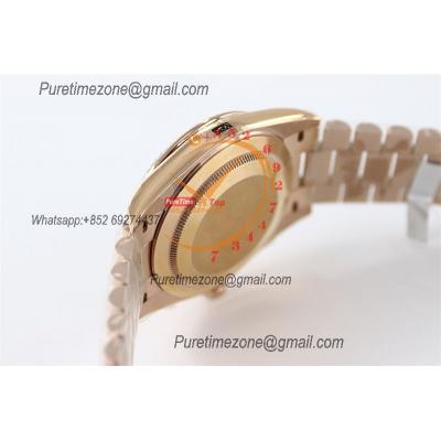 DayDate 40 228235 A2836 Automatic Mens Watch Best Edition TWSF RG Chocolate Diagonal Motif Stick Dial President Bracelet