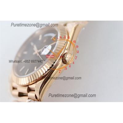 DayDate 40 228235 A2836 Automatic Mens Watch Best Edition TWSF RG Chocolate Diagonal Motif Stick Dial President Bracelet