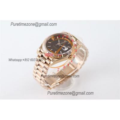 DayDate 40 228235 A2836 Automatic Mens Watch Best Edition TWSF RG Chocolate Diagonal Motif Stick Dial President Bracelet