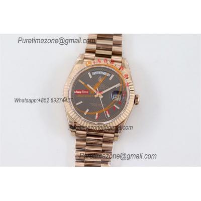 DayDate 40 228235 A2836 Automatic Mens Watch Best Edition TWSF RG Chocolate Diagonal Motif Stick Dial President Bracelet