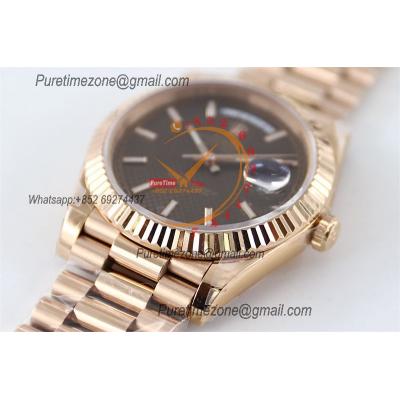 DayDate 40 228235 A2836 Automatic Mens Watch Best Edition TWSF RG Chocolate Diagonal Motif Stick Dial President Bracelet