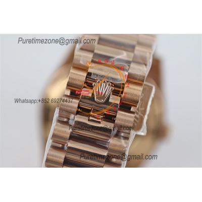 DayDate 40 228235 A2836 Automatic Mens Watch Best Edition TWSF RG Chocolate Diagonal Motif Stick Dial President Bracelet