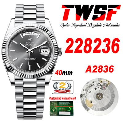 DayDate 40 228236 A2836 Automatic Mens Watch Best Edition TWSF Slate Stick Dial President Bracelet CHS