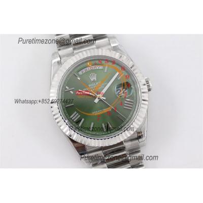 DayDate 40 228236 A2836 Automatic Mens Watch Best Edition TWSF Olive Green Roman Dial President Bracelet CHS