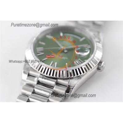 DayDate 40 228236 A2836 Automatic Mens Watch Best Edition TWSF Olive Green Roman Dial President Bracelet CHS