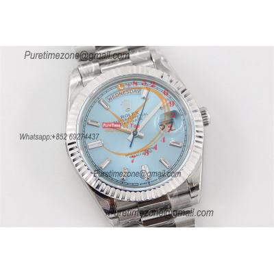 DayDate 40 228236 A2836 Automatic Mens Watch Best Edition TWSF Glacier ICE Blue Diamond Dial President Bracelet CHS