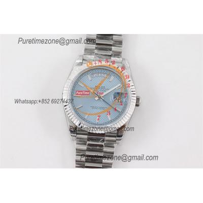 DayDate 40 228236 A2836 Automatic Mens Watch Best Edition TWSF Ice Blue Diagonal Motif Dial President Bracelet CHS