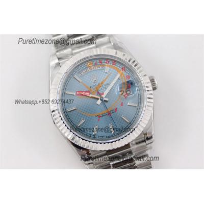 DayDate 40 228236 A2836 Automatic Mens Watch Best Edition TWSF Ice Blue Diagonal Motif Dial President Bracelet CHS