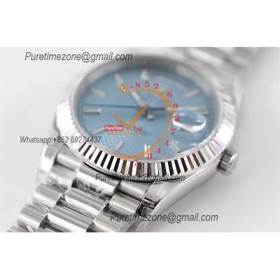 DayDate 40 228236 A2836 Automatic Mens Watch Best Edition TWSF Ice Blue Diagonal Motif Dial President Bracelet CHS