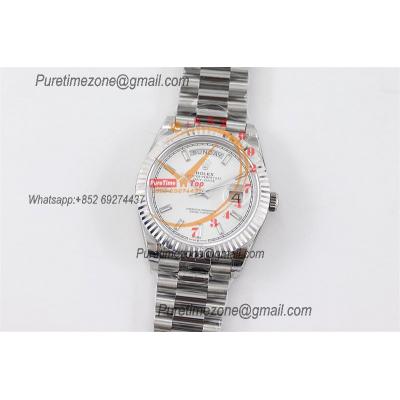 DayDate 40 228236 A2836 Automatic Mens Watch Best Edition TWSF Silver Diamonds Dial President Bracelet CHS