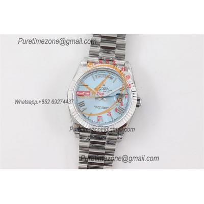 DayDate 40 228236 A2836 Automatic Mens Watch Best Edition TWSF ICE Blue Roman Dial President Bracelet CHS