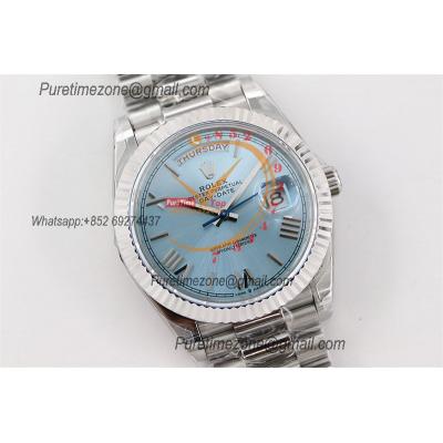 DayDate 40 228236 A2836 Automatic Mens Watch Best Edition TWSF ICE Blue Roman Dial President Bracelet CHS