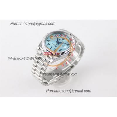 DayDate 40 228236 A2836 Automatic Mens Watch Best Edition TWSF Ice Blue Arabic Script Dial President Bracelet CHS