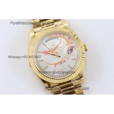 DayDate 40 228238 A2836 Automatic Mens Watch Best Edition TWS YG Silver Diagonal Motif Stick Dial President Bracelet CHS