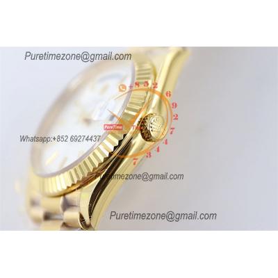 DayDate 40 228238 A2836 Automatic Mens Watch Best Edition TWS YG Silver Diagonal Motif Stick Dial President Bracelet CHS