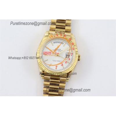 DayDate 40 228238 A2836 Automatic Mens Watch Best Edition TWS YG Silver Diagonal Motif Stick Dial President Bracelet CHS