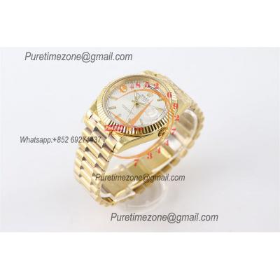 DayDate 40 228238 A2836 Automatic Mens Watch Best Edition TWS YG Silver Diagonal Motif Stick Dial President Bracelet CHS