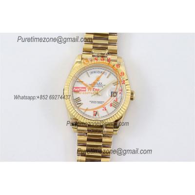 DayDate 40 228238 A2836 Automatic Mens Watch Best Edition TWS YG White Roman Dial President Bracelet CHS