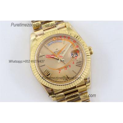 DayDate 40 228238 A2836 Automatic Mens Watch Best Edition TWS YG Champagne Roman Dial President Bracelet CHS