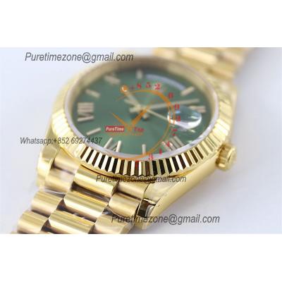 DayDate 40 228238 A2836 Automatic Mens Watch Best Edition TWS YG Green Roman Dial President Bracelet CHS