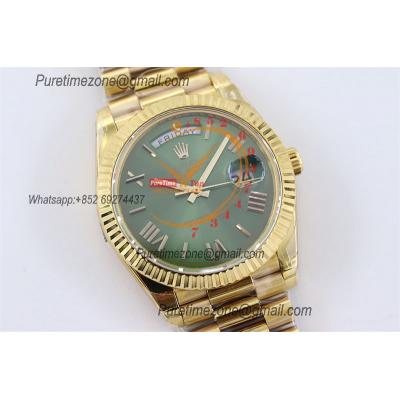 DayDate 40 228238 A2836 Automatic Mens Watch Best Edition TWS YG Green Roman Dial President Bracelet CHS