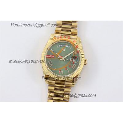 DayDate 40 228238 A2836 Automatic Mens Watch Best Edition TWS YG Green Roman Dial President Bracelet CHS