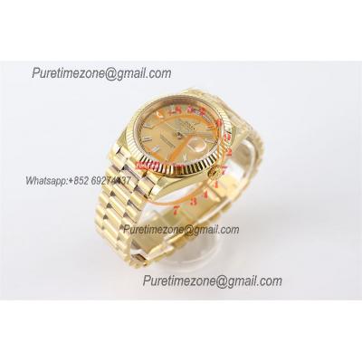 DayDate 40 228238 A2836 Automatic Mens Watch Best Edition TWS YG Champagne Baguette Dial President Bracelet CHS