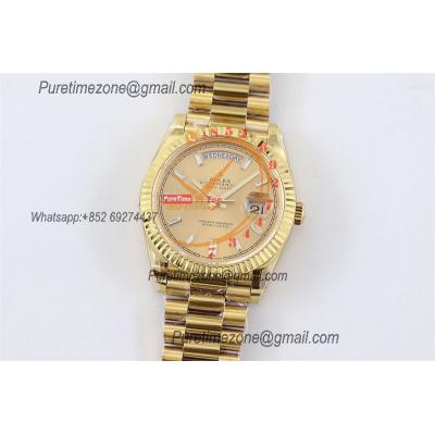 DayDate 40 228238 A2836 Automatic Mens Watch Best Edition TWS YG Champagne Baguette Dial President Bracelet CHS