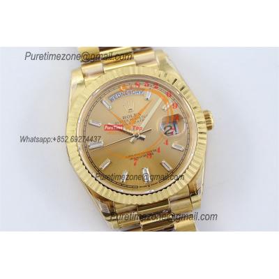 DayDate 40 228238 A2836 Automatic Mens Watch Best Edition TWS YG Champagne Baguette Dial President Bracelet CHS