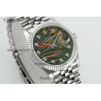 Datejust 36 126234 A3235 Automatic Mens Watch Best Edition TWSF Olive Green Palm Motif Diamonds Dial Jibilee Bracelet C