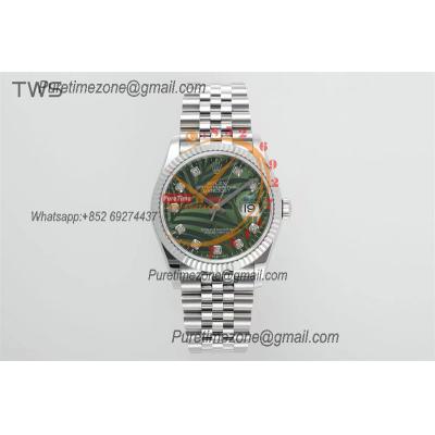 Datejust 36 126234 A3235 Automatic Mens Watch Best Edition TWSF Olive Green Palm Motif Diamonds Dial Jibilee Bracelet C