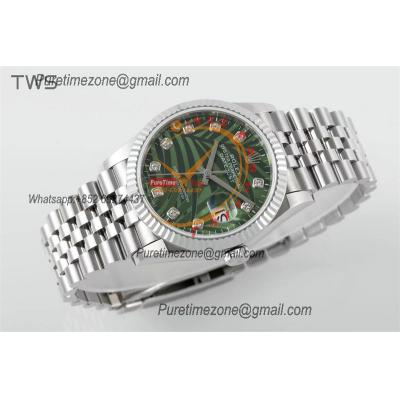 Datejust 36 126234 A3235 Automatic Mens Watch Best Edition TWSF Olive Green Palm Motif Diamonds Dial Jibilee Bracelet C